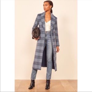 NWT Reformation York Coat in blue check size L